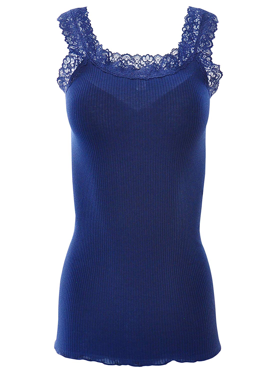 BASIC COTTON Free Spirit Premium Cotton Women's Lace Trim Tank Top