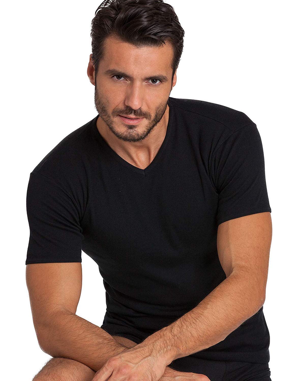 BASIC COTTON Free Spirit Premium Quality Brushed Cotton Men's V-Neck T-Shirt