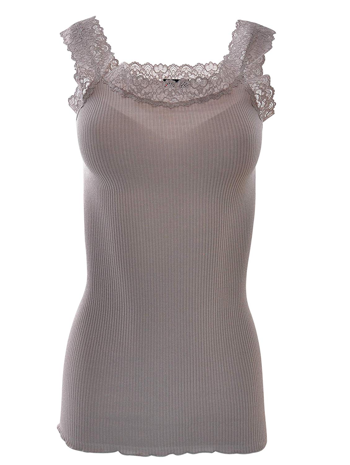 BASIC COTTON Free Spirit Premium Cotton Women's Lace Trim Tank Top