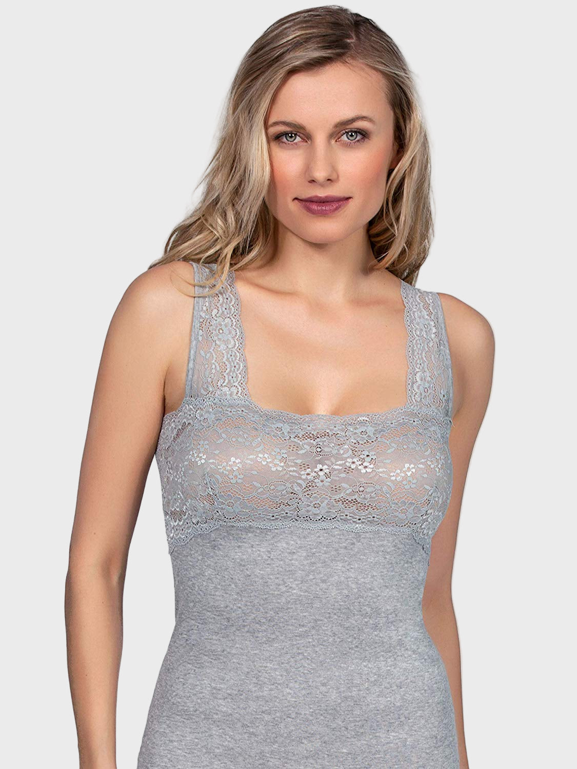 MaRe Luxury 100% Mako Cotton Women's Lace-Trimmed Tank Top | 263