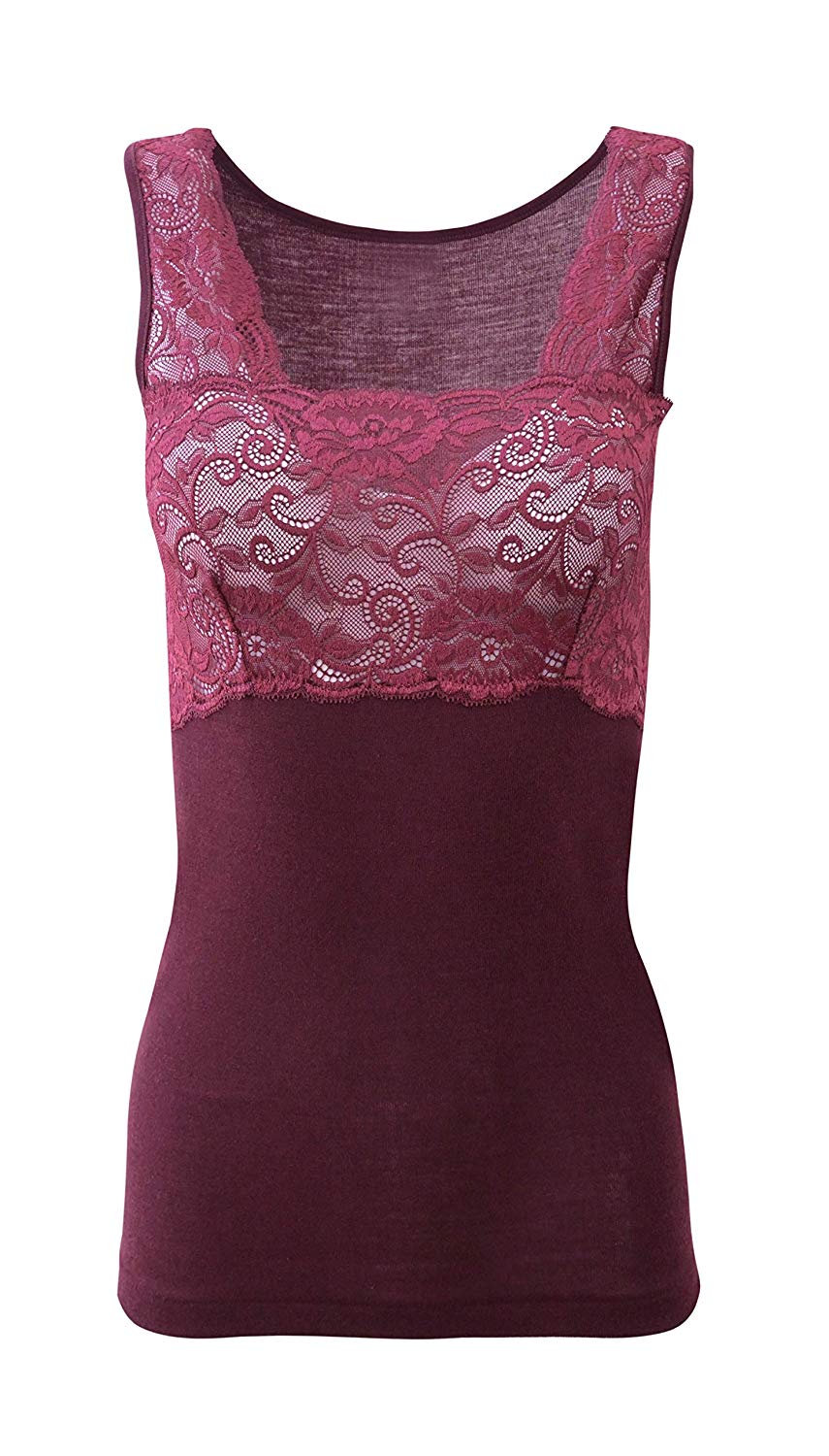 Mare Luxury Merino Wool Blend Women's Lace-Trimmed Tank Top