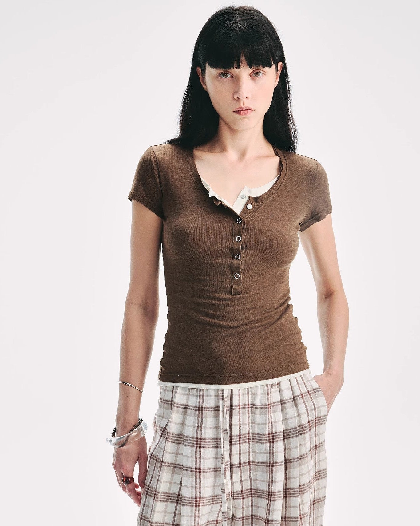 FireladyFur Slim Fit Tencel Wool Women's Henley Shirt
