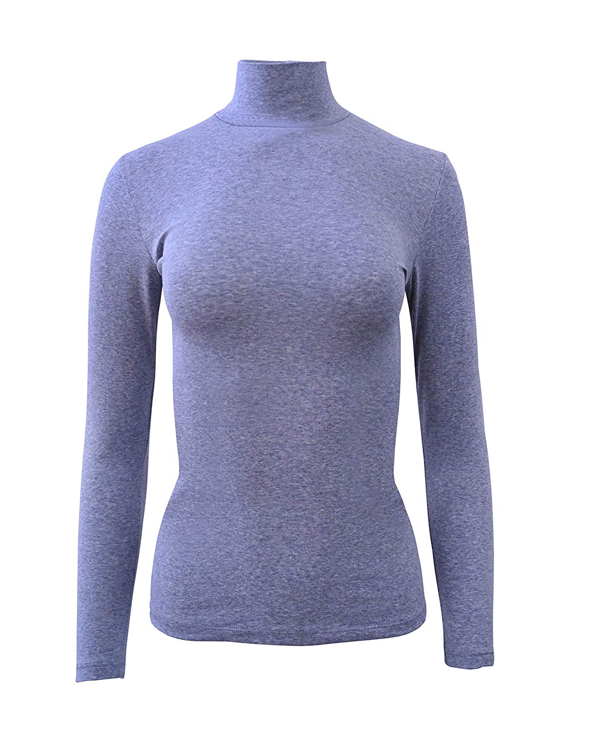 BASIC COTTON Free Spirit Premium Cotton Women's Turtleneck Long-Sleeved T-Shirt