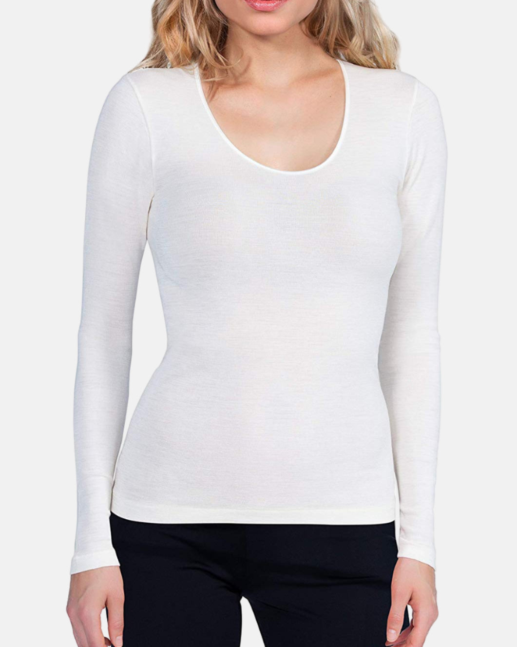 EGi Luxury Merino Wool Silk Women's Long Sleeve T-Shirt | 143