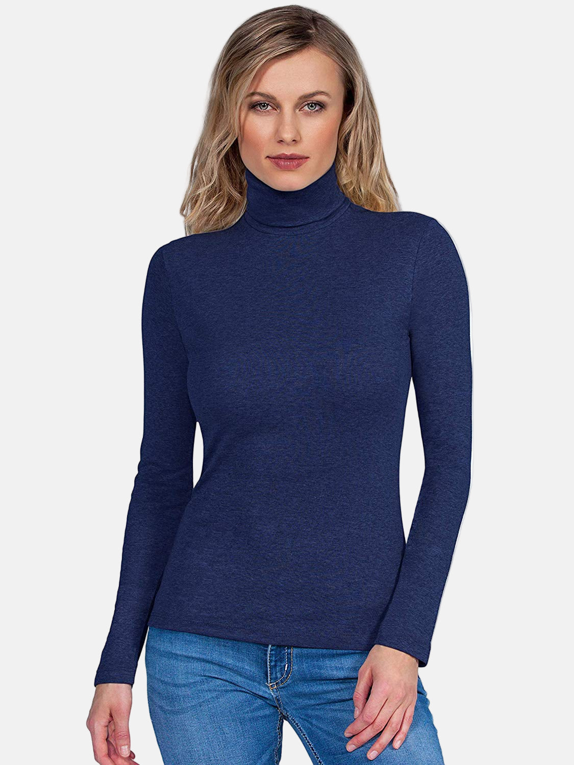 BASIC COTTON Free Spirit Premium Quality 100% Brushed Cotton Women's Turtleneck Top