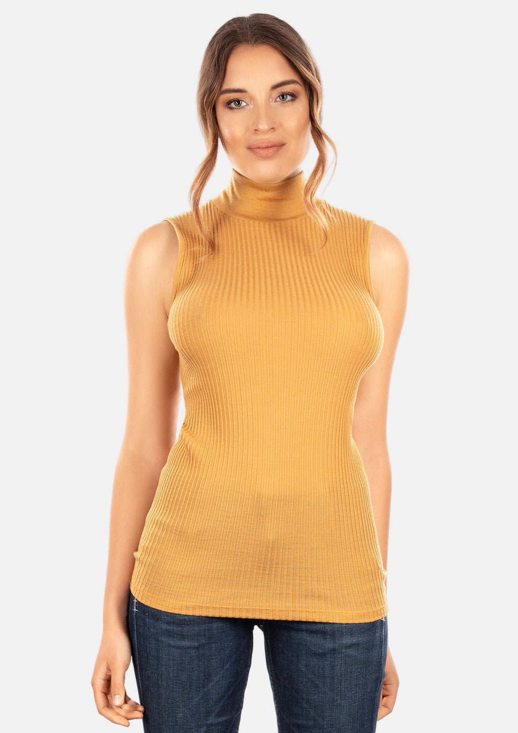 EGI Exclusive Collections Merino Wool Blend Mock Neck Sleeveless Top | 8208