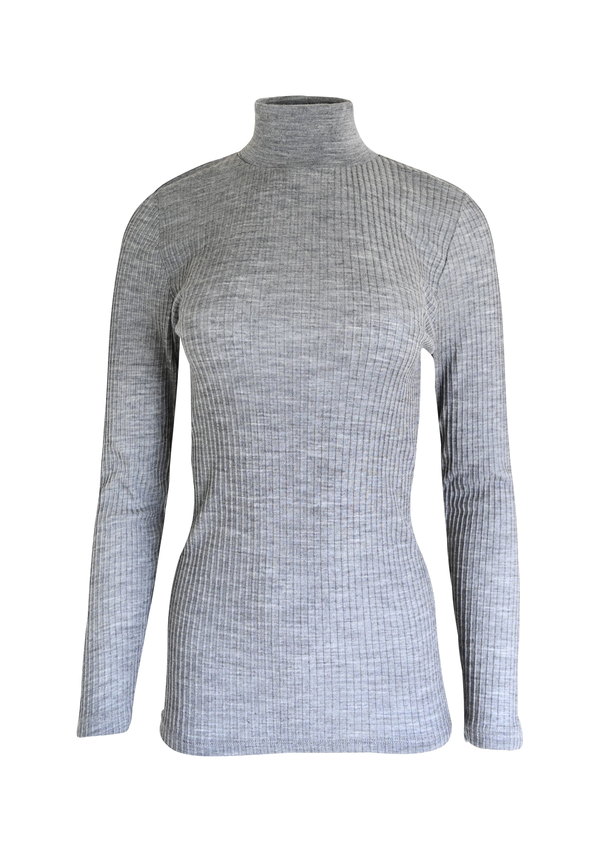 EGI Exclusive Collections Merino Wool Blend Mock Neck Top with Long Sleeves