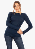 EGI Exclusive Collections Merino Wool Blend Boat Neck Top with Long Sleeves