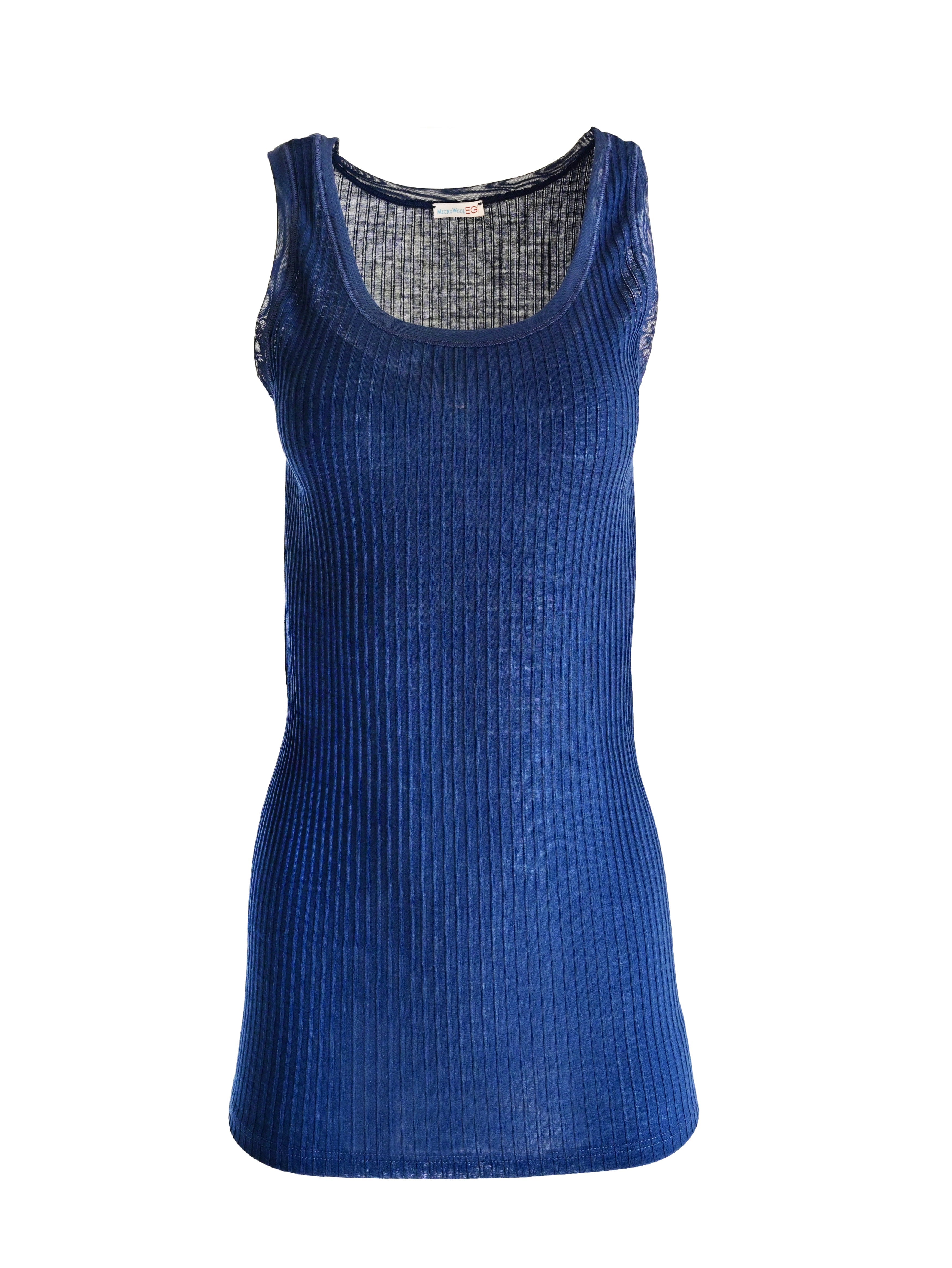 EGI Exclusive Collections Merino Wool Blend Tank Top with Tulle Trim