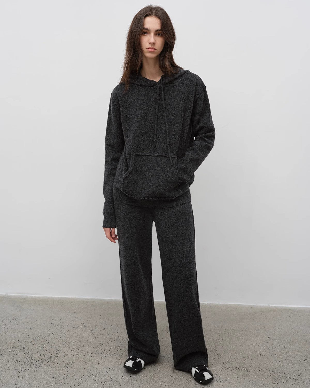 ‘Relaxed Encounter’ Wool Knit Hoodie and Straight-Leg Leisure Pants