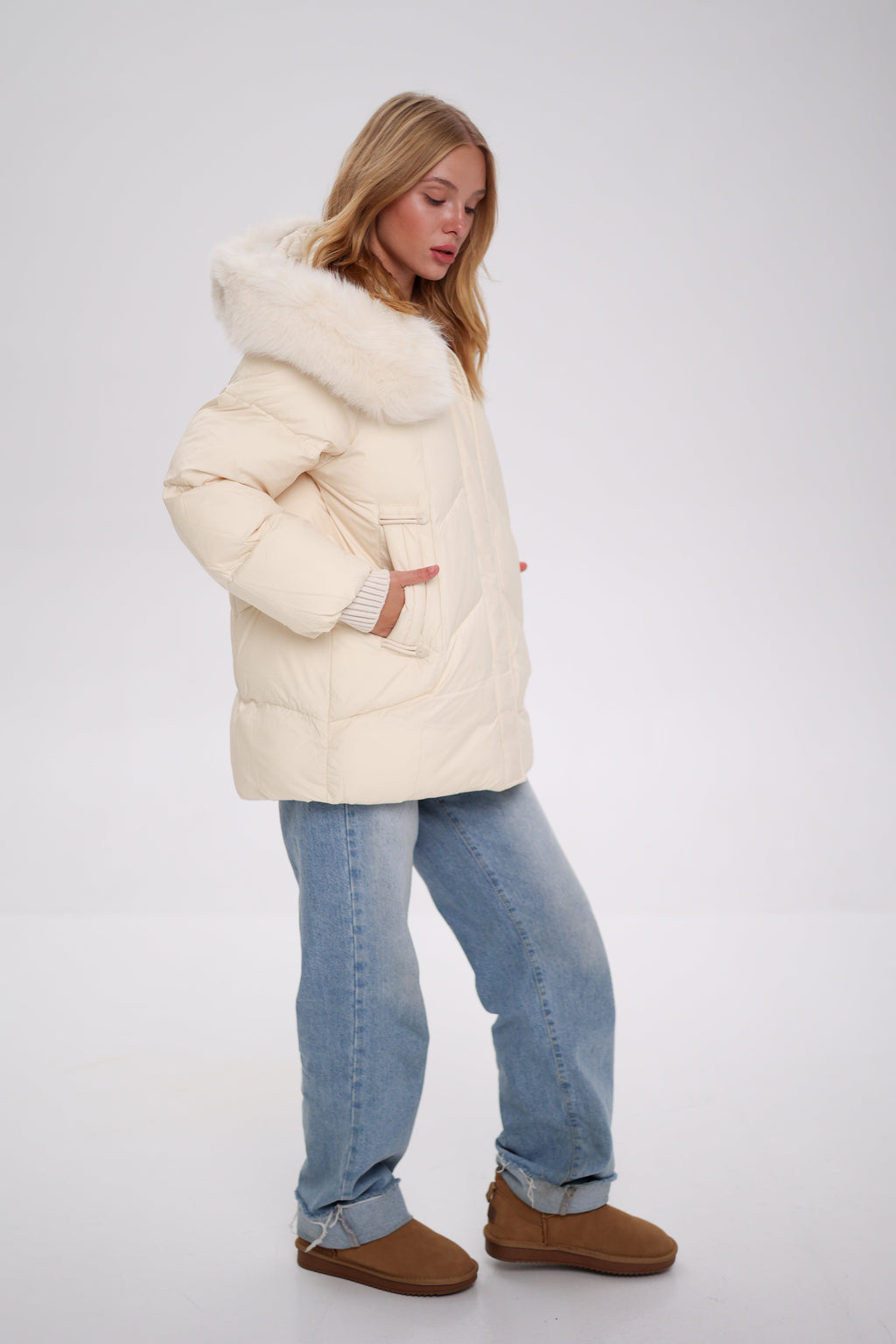 Genuine Polar Fox Thinsulate™ Coat | Ivory