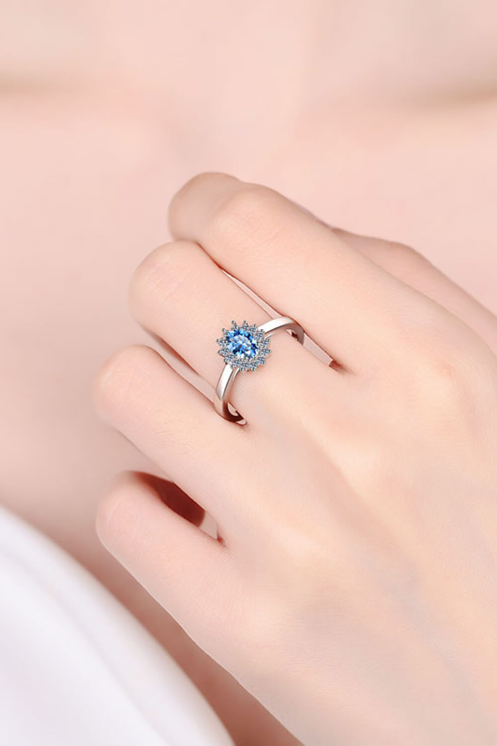 On My Own Blue Moissanite Ring