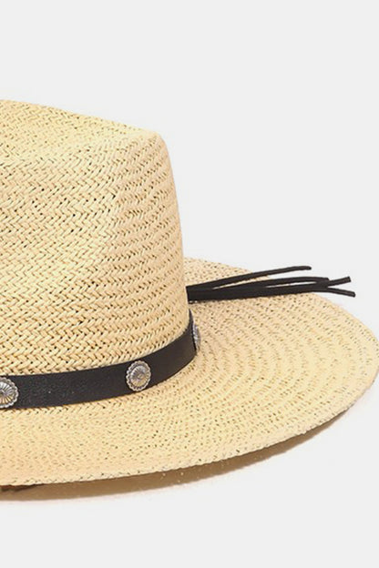 Ivory Belt Strap Straw Hat