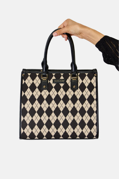 Argyle Pattern PU Leather Handbag