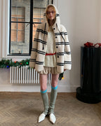 Fireladyfur Women's Lamb Wool Striped Jacket ‘Snowy New Year’