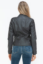 Biker Jacket with Side Zip Pockets Charcoal