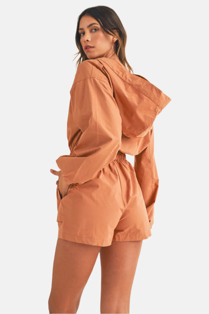 Snap Down Hooded Romper