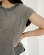 Mineral Wash Boxy Fit Cotton Tank Top | Gray