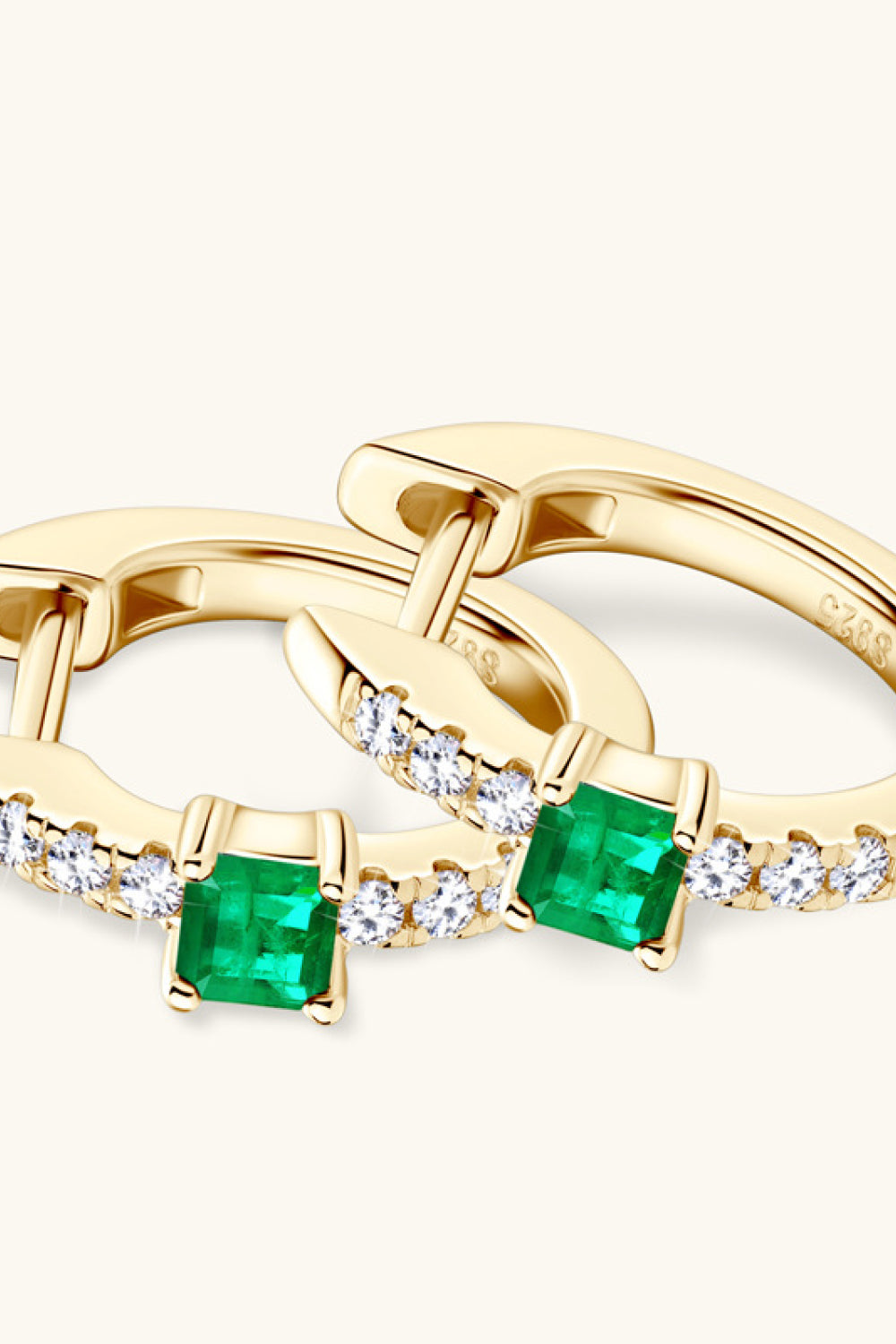 Emerald Hoop Earrings