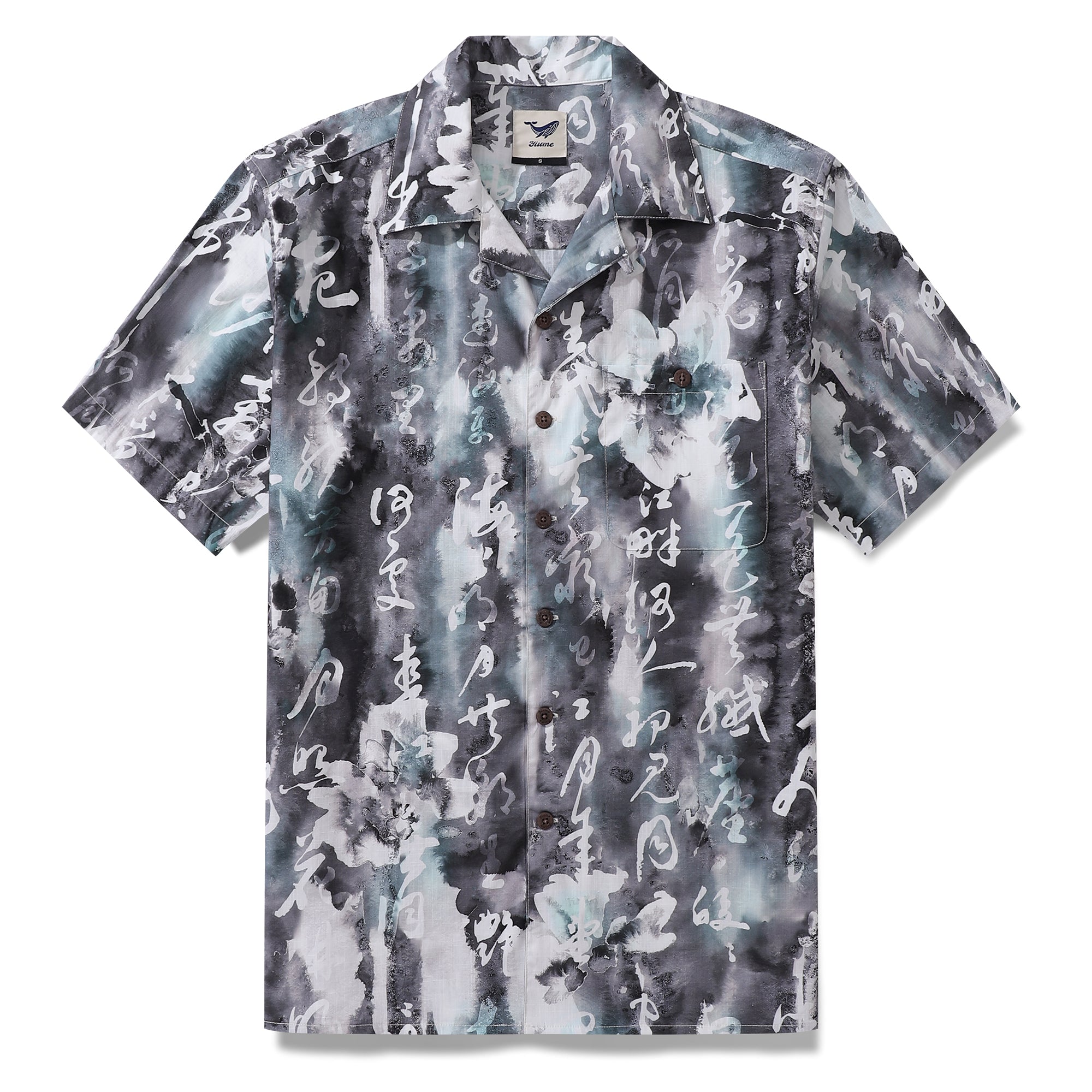 Designer Hawaiian Shirt Chinese Ink Painting 100% Cotton