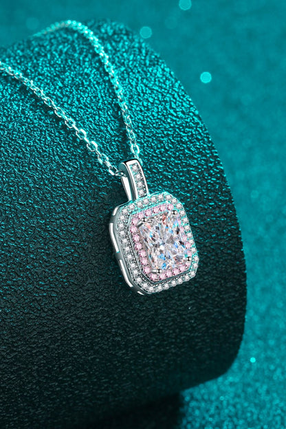 Pink Accent 1 Ct Moissanite Geometric Pendant Necklace