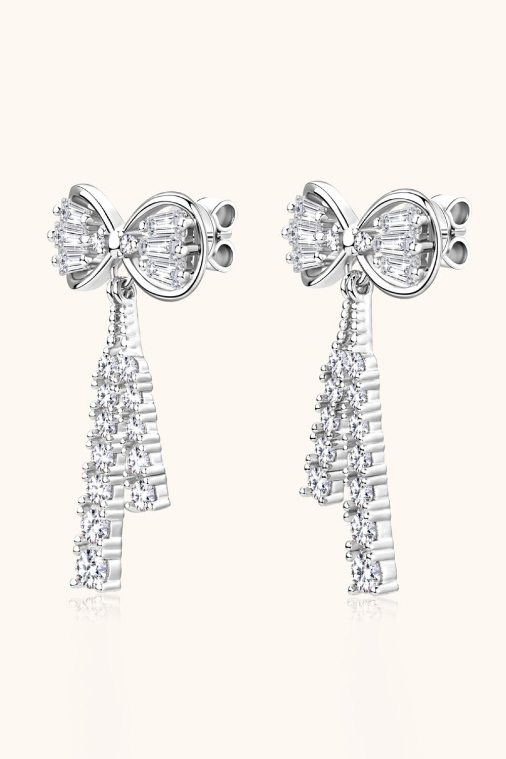 Bow Tie Moissanite Silver Earrings