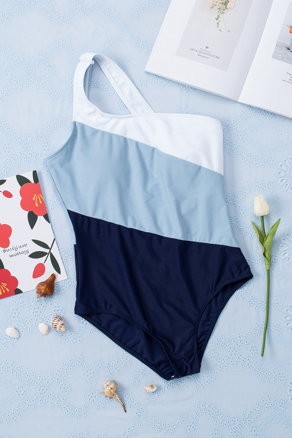 Cutout Color Block Sleeveless One-Piece Swimwear