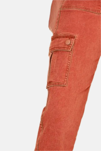 Straight Leg Jeans with Cargo Pockets Orange