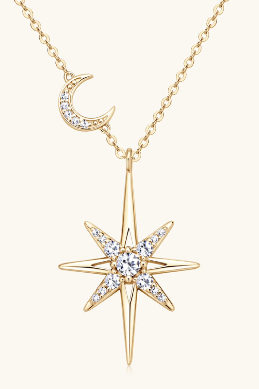 Star & Moon Silver Pendant Necklace