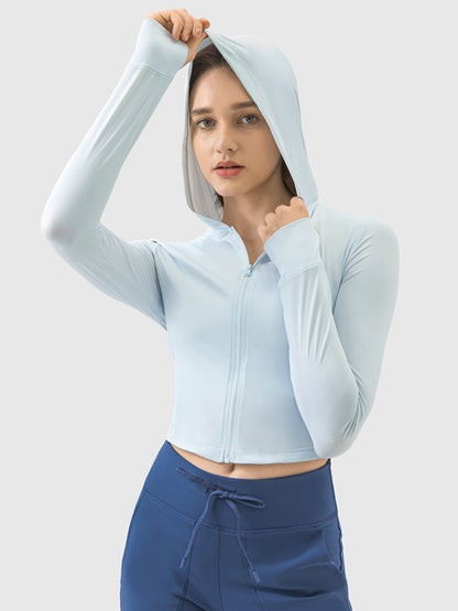 Zip-Up Long Sleeve Active Hoodie