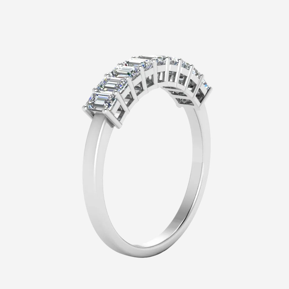 9 Stone Emerald Cut Wedding Ring