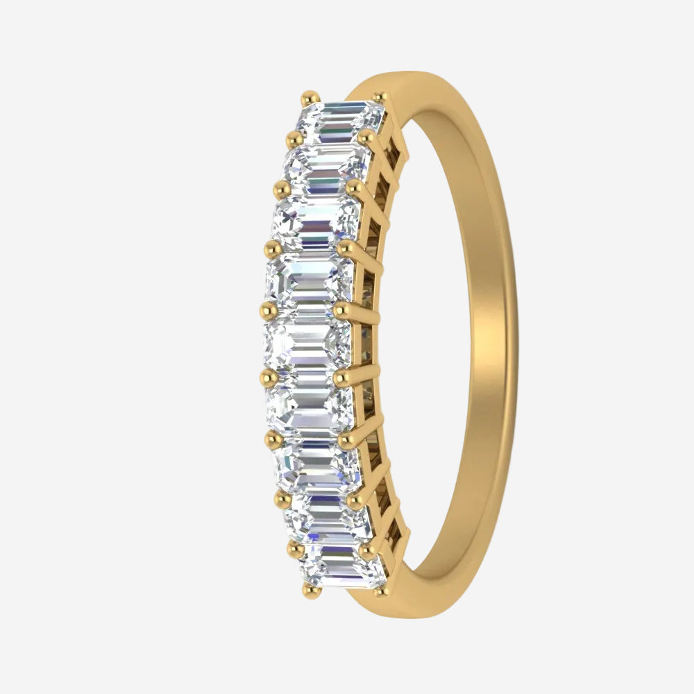 9 Stone Emerald Cut Wedding Ring