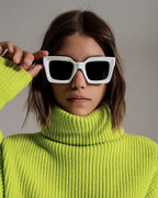 90's Squared Sunglasses in White