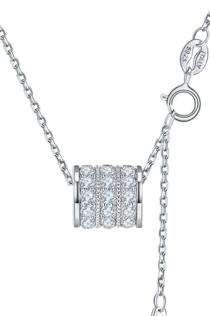 Sterling Silver Barrel Necklace with Moissanites