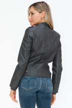 Biker Jacket with Side Zip Pockets Charcoal