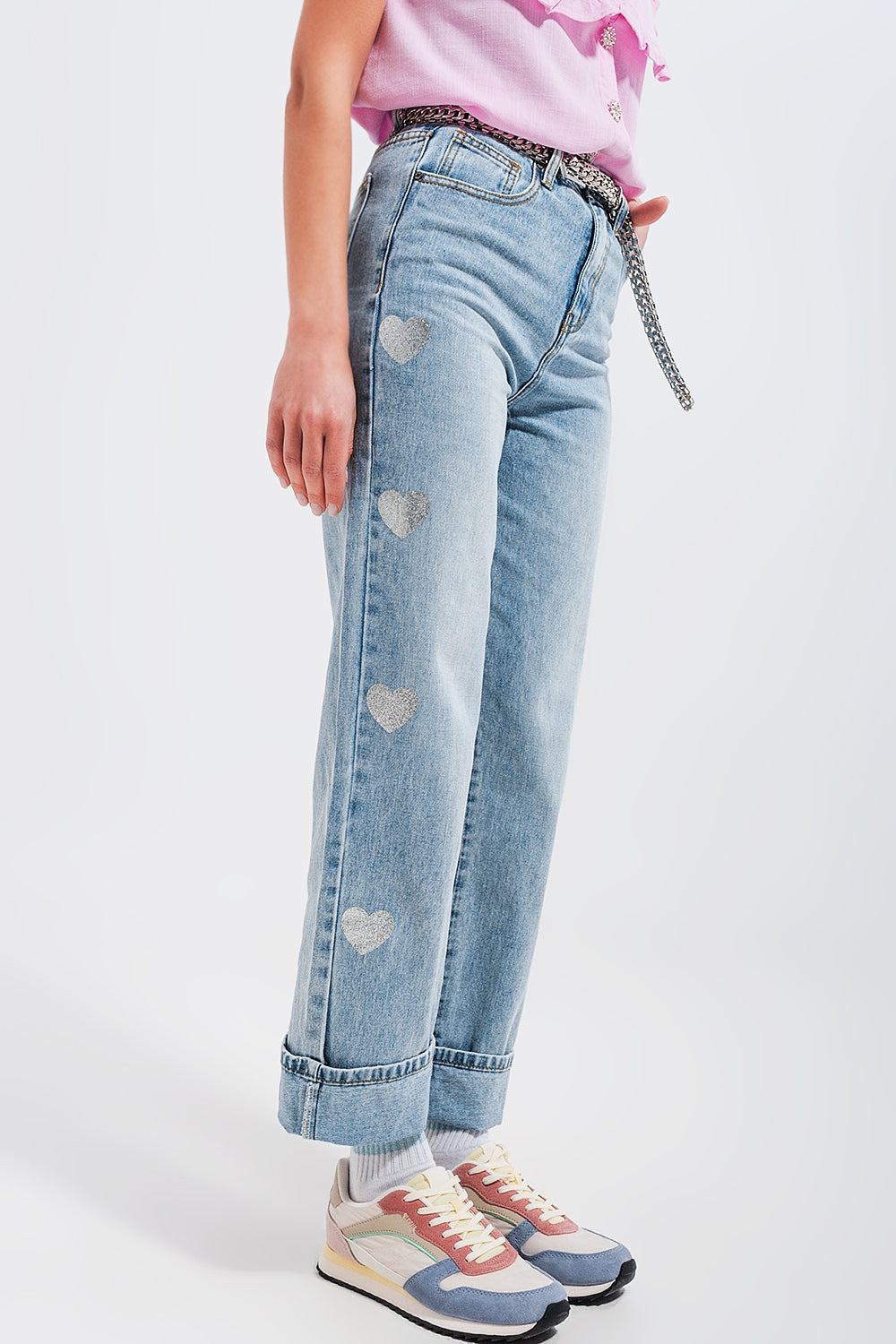 Q2 90s Jean in Heart Print