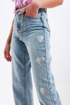 Q2 90s Jean in Heart Print