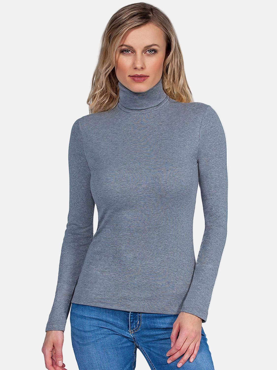 BASIC COTTON Free Spirit Premium Quality 100% Brushed Cotton Women's Turtleneck Top
