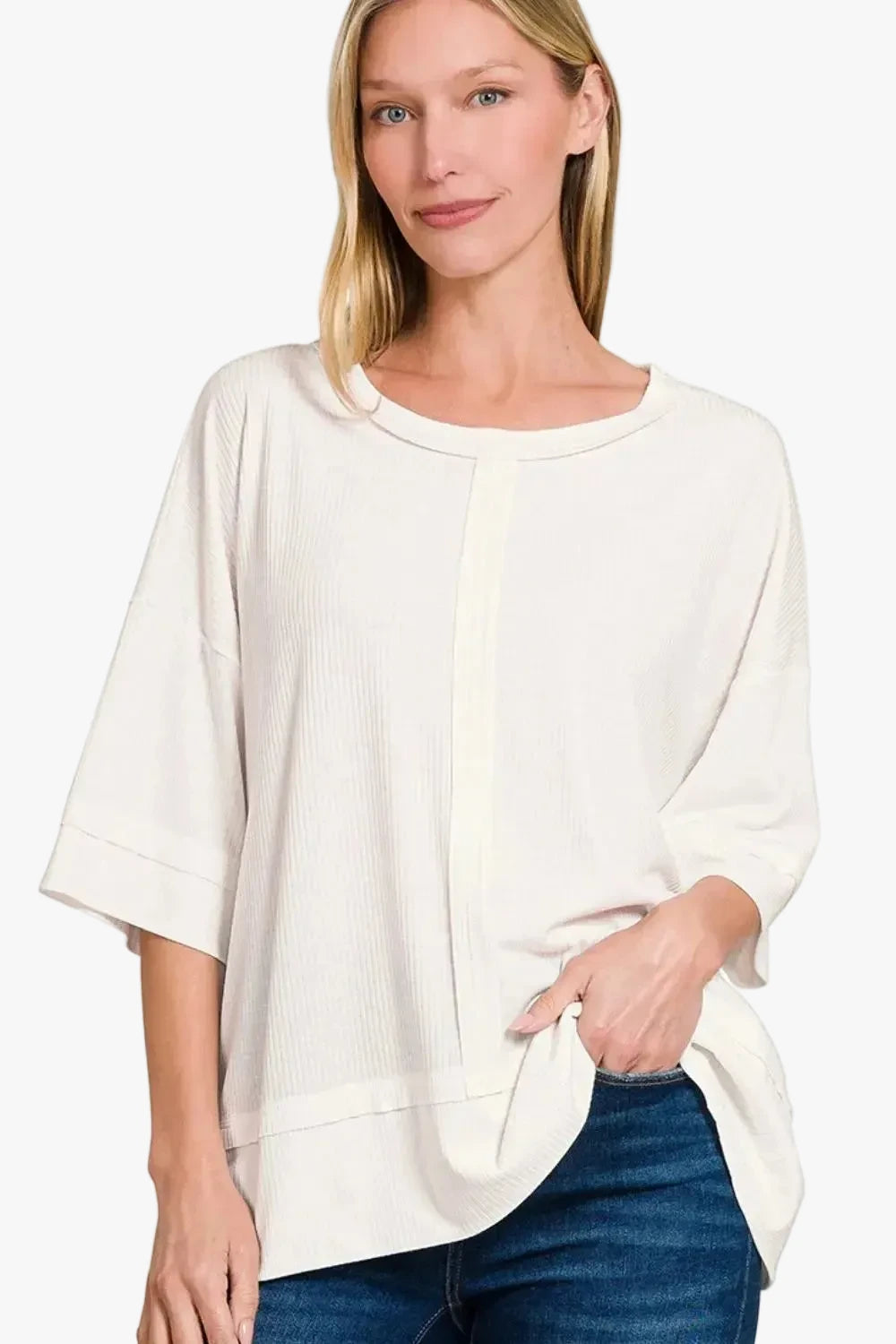 Women's Ribbed Boat Neck Tee