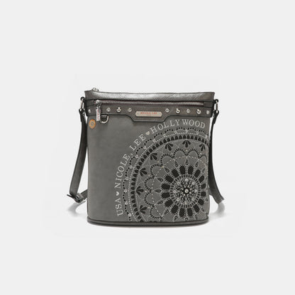 Metallic Stitching Embroidery Inlaid Rhinestone Crossbody Bag