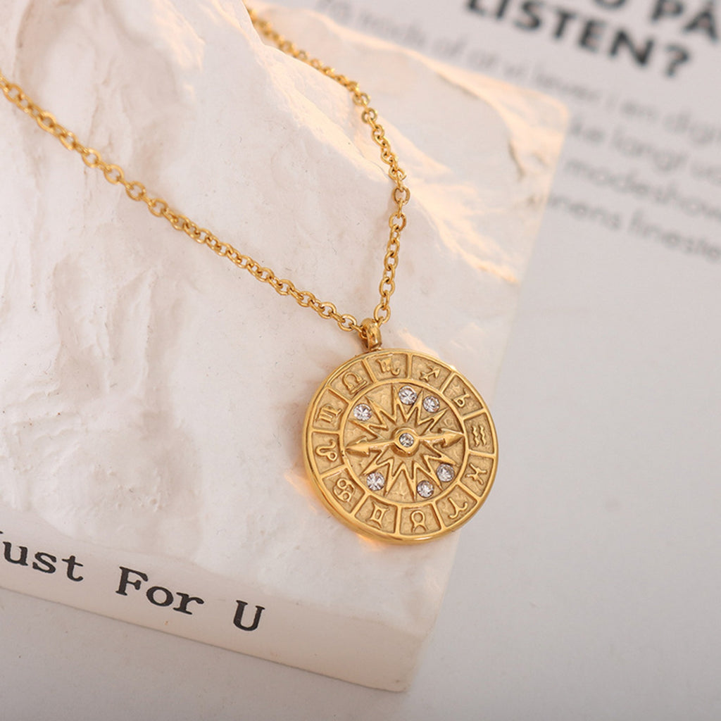 Timepiece Shape Zodiac Pendant Necklace
