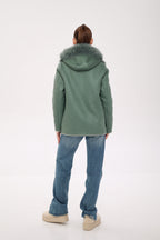 Reversible Hooded Wool Blend Jacket