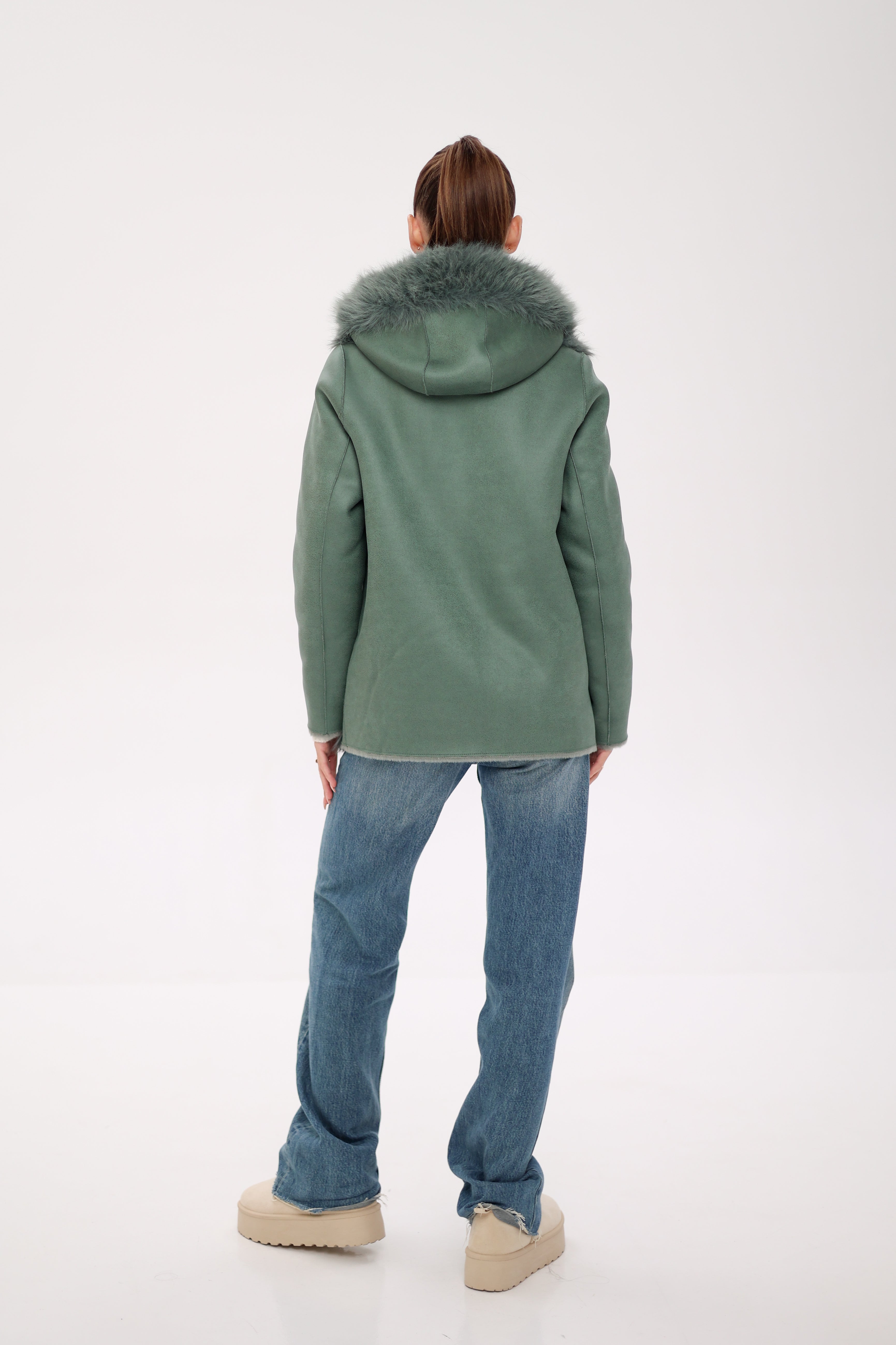 Reversible Hooded Wool Blend Jacket