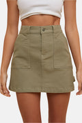 Cargo Denim Mini Skirt Olive Green