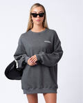 WO|MN Logo 100% Cotton Jersey Oversized Sweatshirt Dress | Dark Grey