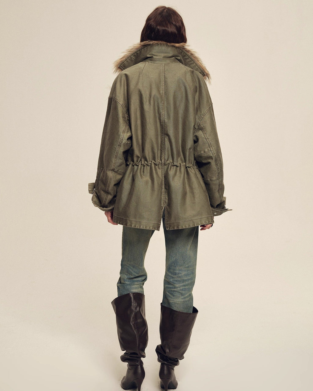 Fireladyfur Sheepskin Parka Coat with Two-Tone Toscana Coyote Fur Collar