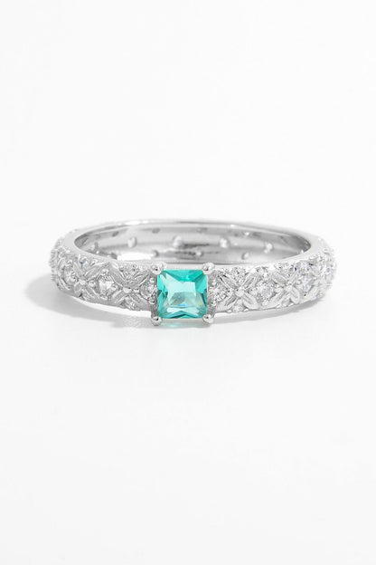 Silver Square Zircon Ring