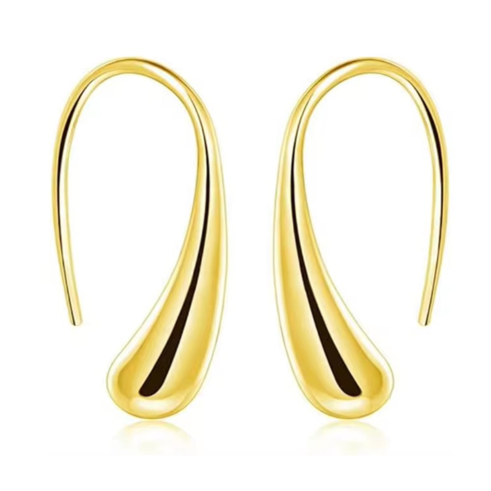 Sophia Teardrop Hook Earrings Modern Minimalist Design in Silver or Gold