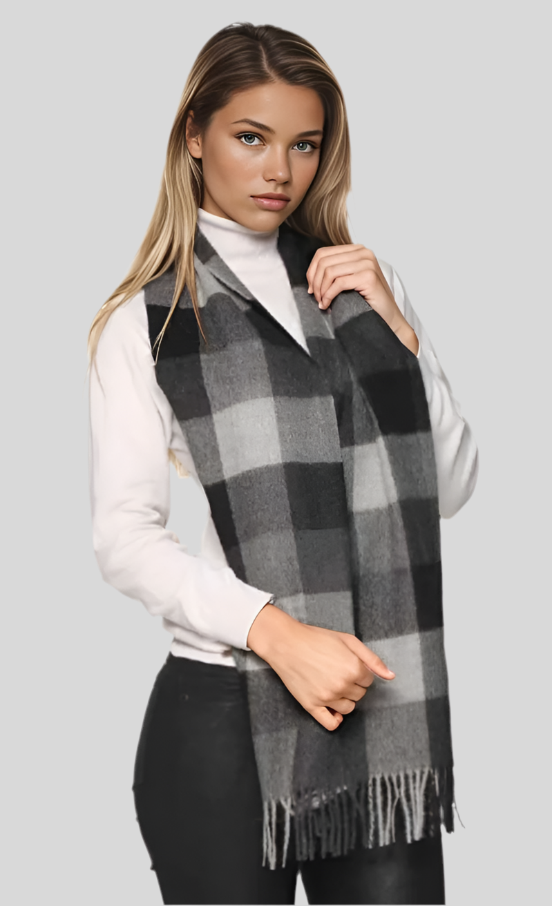 Luxury Checkered Alpaca Scarf