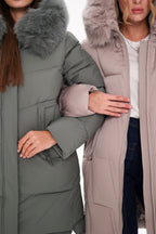 Genuine Polar Fox Trim Bio Down Coat | Sage